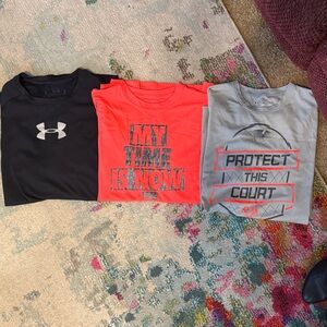 2 Under Armour/ 1 Nike Black, Red, and Gray T-Shirts